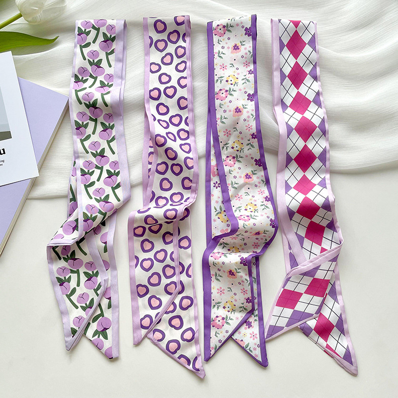 Ascot Neck Scarf - ใหม่หรูหราแคบสั้นผู้หญิงผ้าพันคอผ้าไหมผมริบบิ้นผ้าไหมผ้าพันคอคอเล็กกระเป๋าริบบิ้นผ้าพันคอ Kerchief Lady Tie