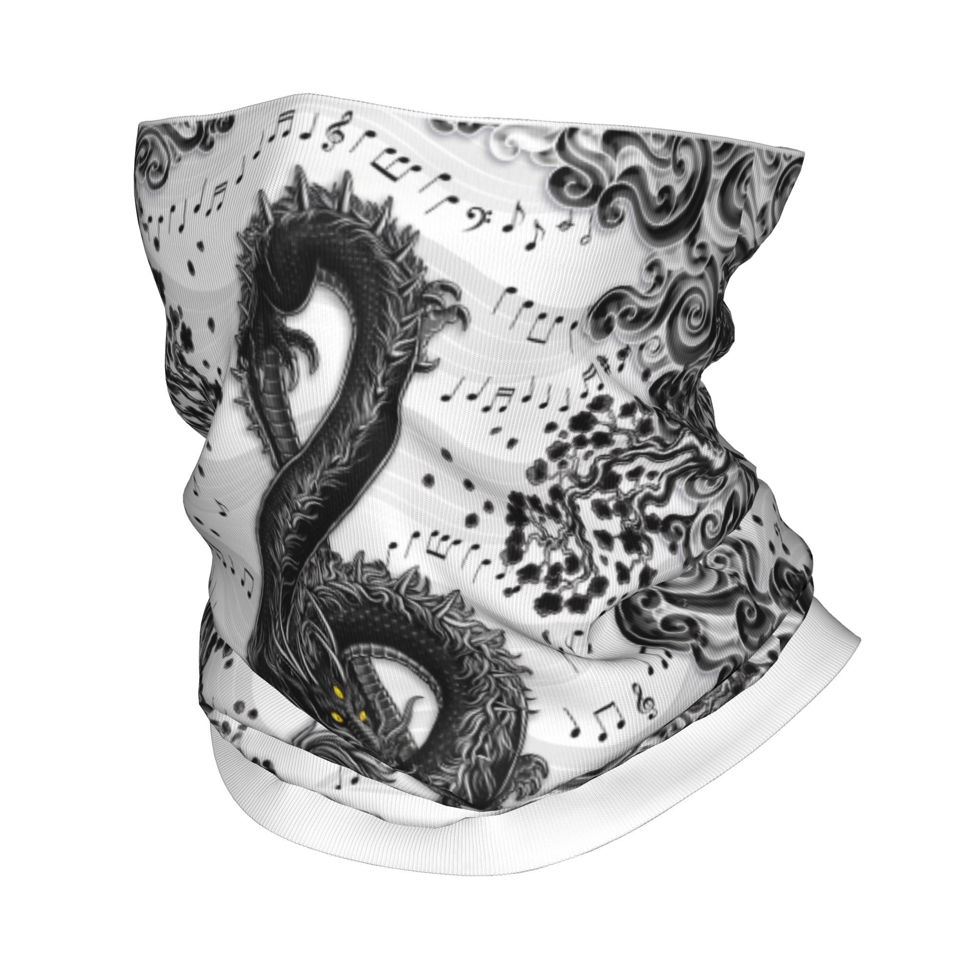 Neck Warmer Tube - ที่คาดผมลายมังกรดนตรีแบบ Treble Clef สำหรับฤดูหนาว ผ้าพันคอแบบ Tube