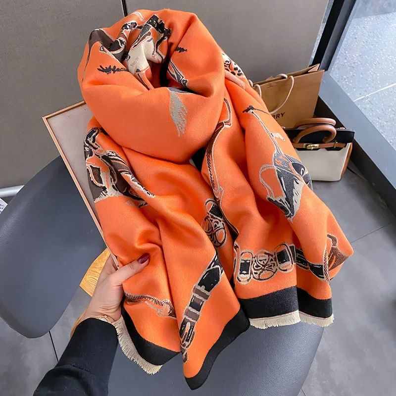 Woven Scarf Blanket - 2024 Luxury WARM Pashminaผ้าคลุมไหล่ผ้าพันคอผู้หญิงหนาฤดูหนาวPoncho CASHMERE Wraps