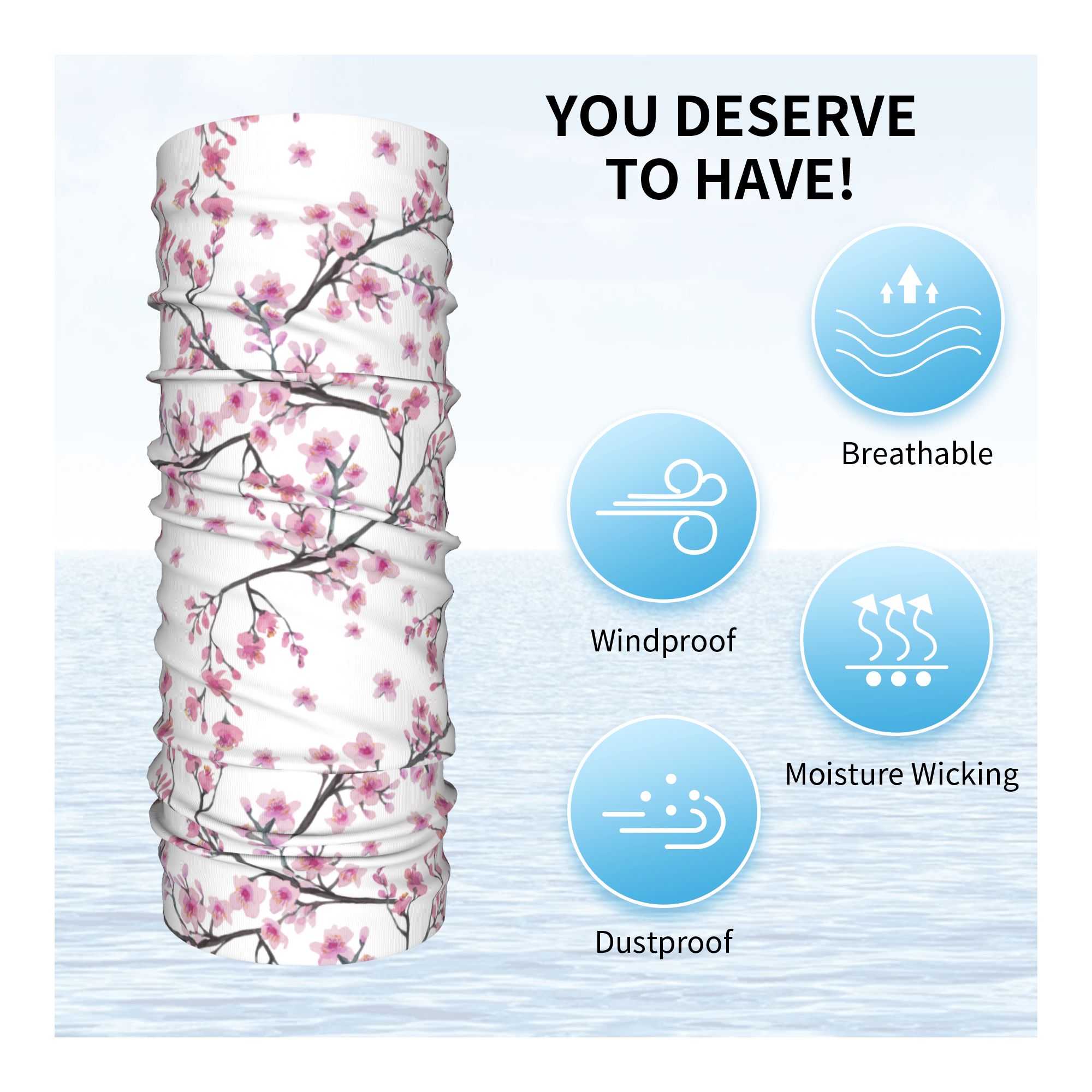 ผ้าพันคอปิดหน้ากันลมลายดอกซากุ - Neck Warmer Tube บทวิจารณ์และราคา