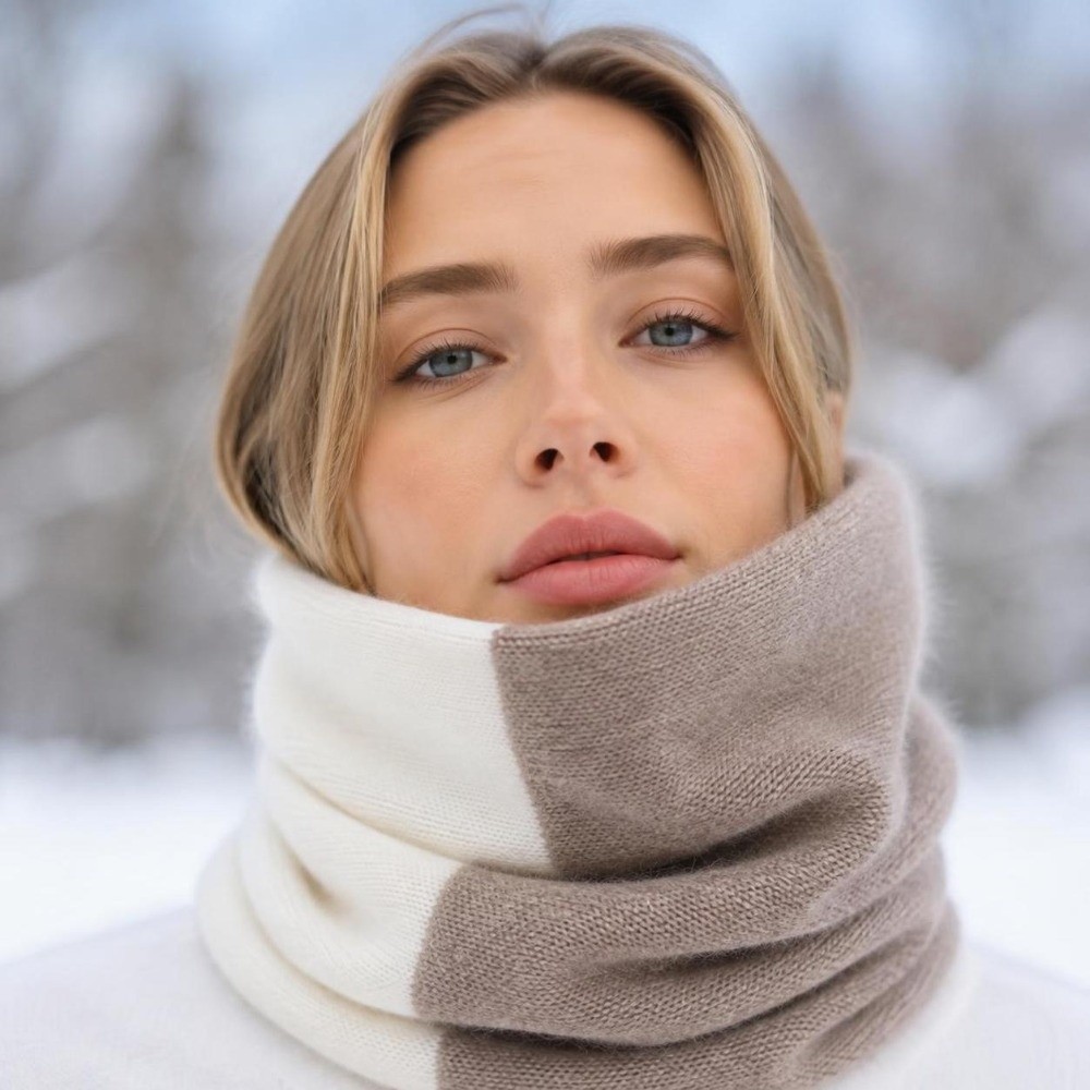 ผ้าพันคออินฟินิตี้สีตัดกันนุ่ม - Infinity Scarf Knit บทวิจารณ์และราคา