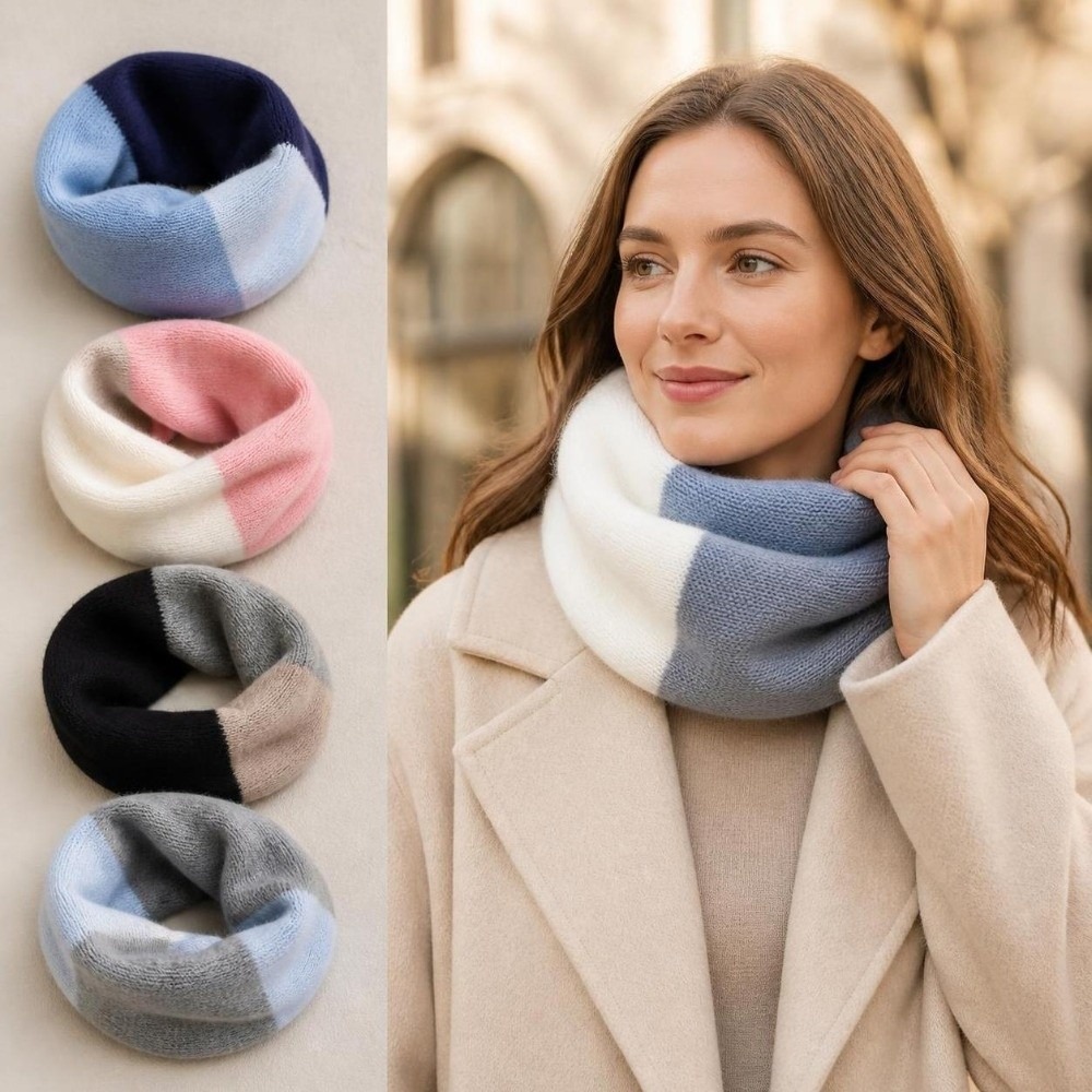 ผ้าพันคออินฟินิตี้สีตัดกันนุ่ม - Infinity Scarf Knit บทวิจารณ์และราคา